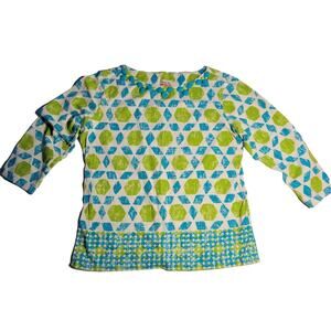 Ruby Rd. FAVORITES Blue Green Jeweled Embellished Neck Line Women's Sz M Top